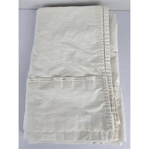 Vintage Martex Twin Flat Sheet Off White Combed Cotton Braided Trim Made in USA